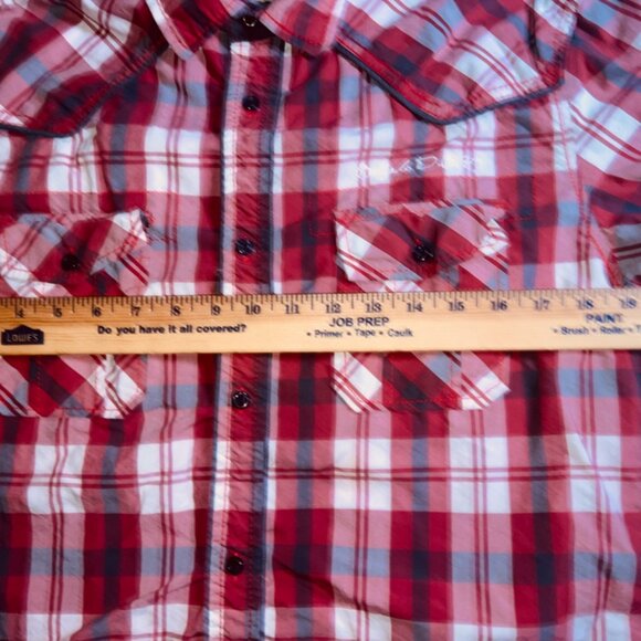 Buffalo David Bitton Men Large Red Plaid Button Down Pocket (K) - Picture 6 of 7